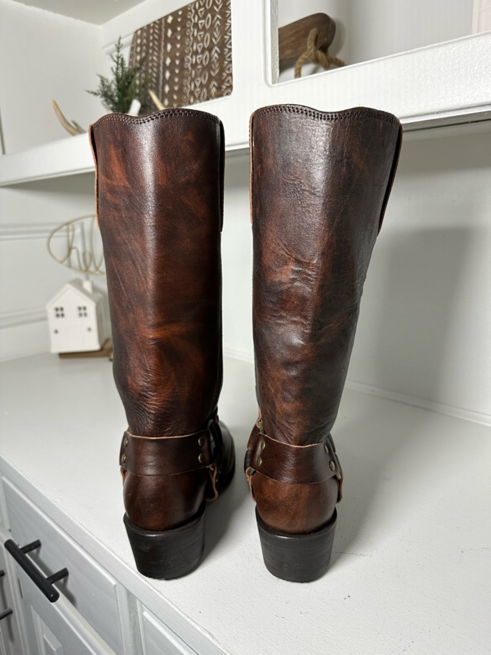 **SOLD**Dingo Harness Boots Womens 6.5 Brown Leather Moto Western Buckle Riding - Picture 5 of 8